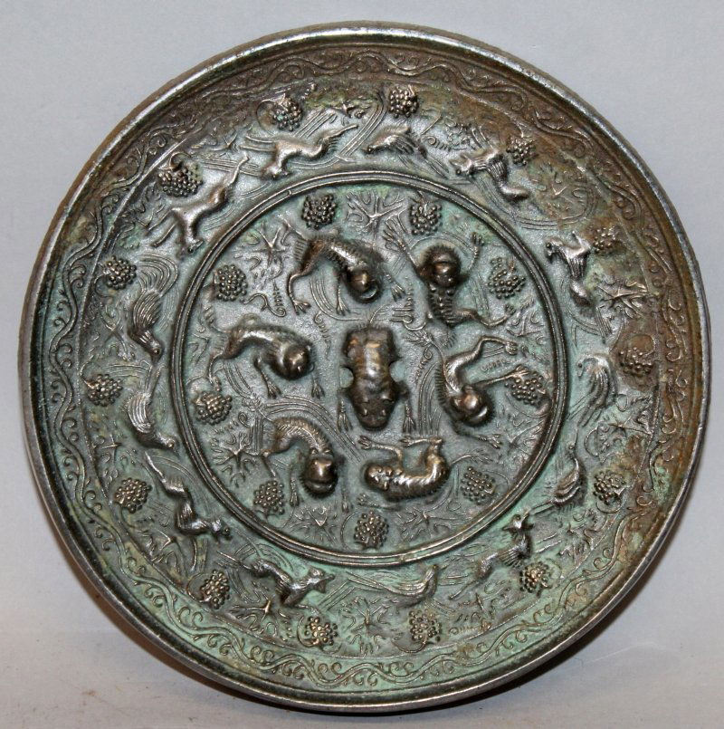 ANOTHER LARGER CHINESE TANG STYLE SILVERED BRONZE (1 of 3)