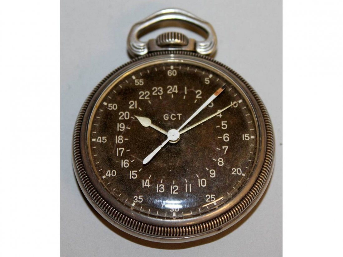 A GOOD SILVER LONGINES MILITARY POCKET WATCH, red dial: A GOOD SILVER LONGINES MILITARY POCKET WATCH, red dial GCT.
