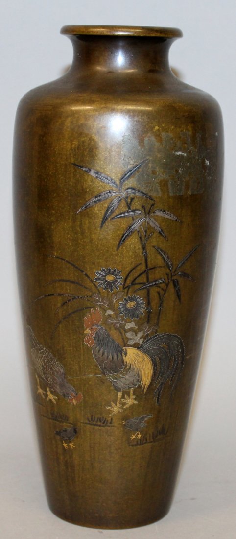A SIGNED JAPANESE MEIJI PERIOD MIXED METAL INLAID (1 of 7)