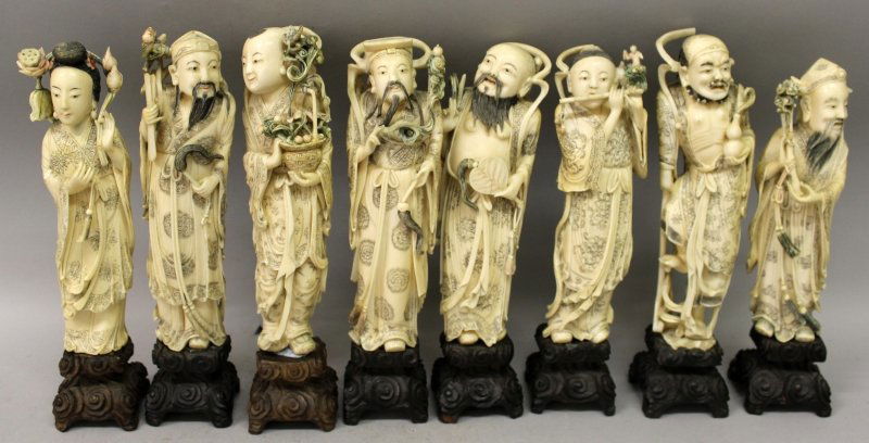 A SET OF EARLY 20TH CENTURY CHINESE CARVED IVORY (1 of 10)