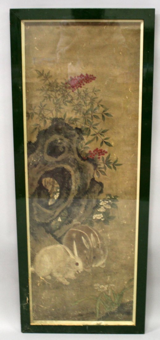 A LARGE CHINESE FRAMED PAINTING ON PAPER, possibly 19th (1 of 5)