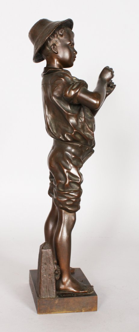 ADOLPHE JEAN LAVERGNE (19TH CENTURY) FRENCH A YOUNG: ADOLPHE JEAN LAVERGNE (19TH CENTURY) FRENCH A YOUNG STANDING FIGURE OF A YOUNG BOY. Signed. 19ins high.