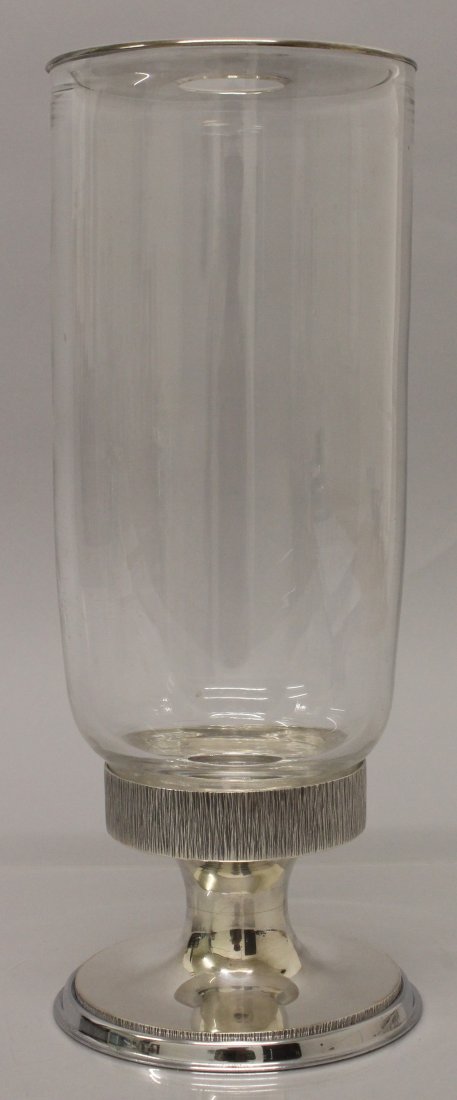 A GERALD BENNEY SILVER AND GLASS STORM LANTERN. London: A GERALD BENNEY SILVER AND GLASS STORM LANTERN. London 1979.