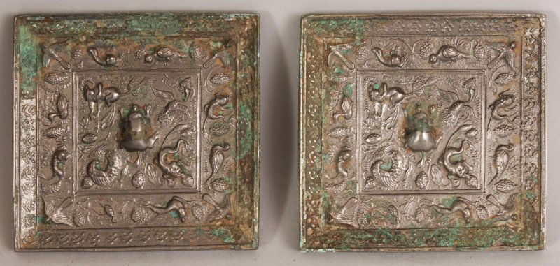 A SMALLER PAIR OF CHINESE TANG STYLE SILVERED BRONZE (1 of 4)