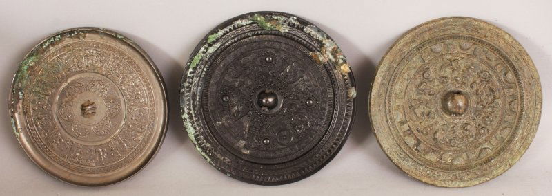 A GROUP OF THREE CHINESE TANG STYLE BRONZE CIRCULAR (1 of 10)