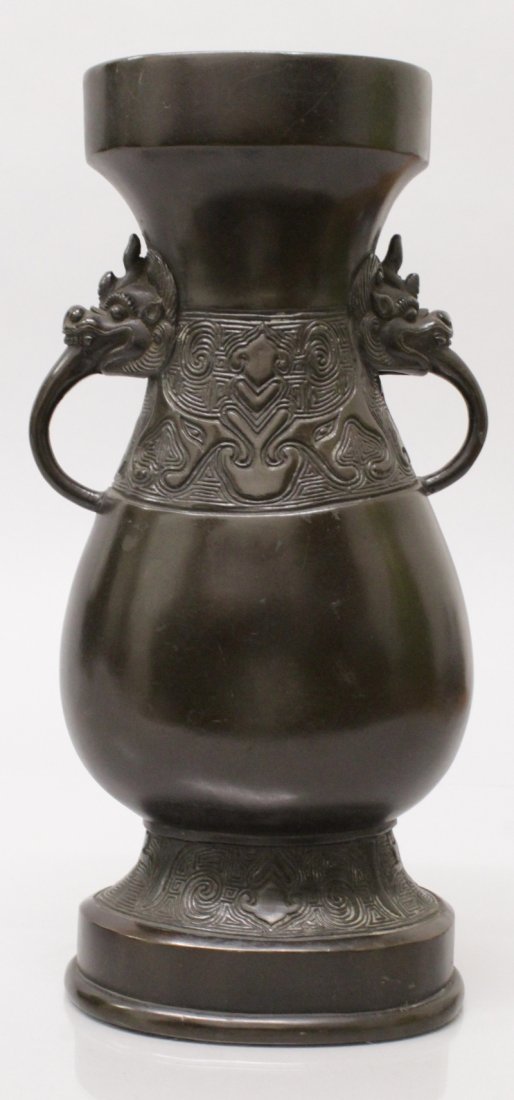A CHINESE YUAN STYLE BRONZE VASE, 19th Century or (1 of 6)