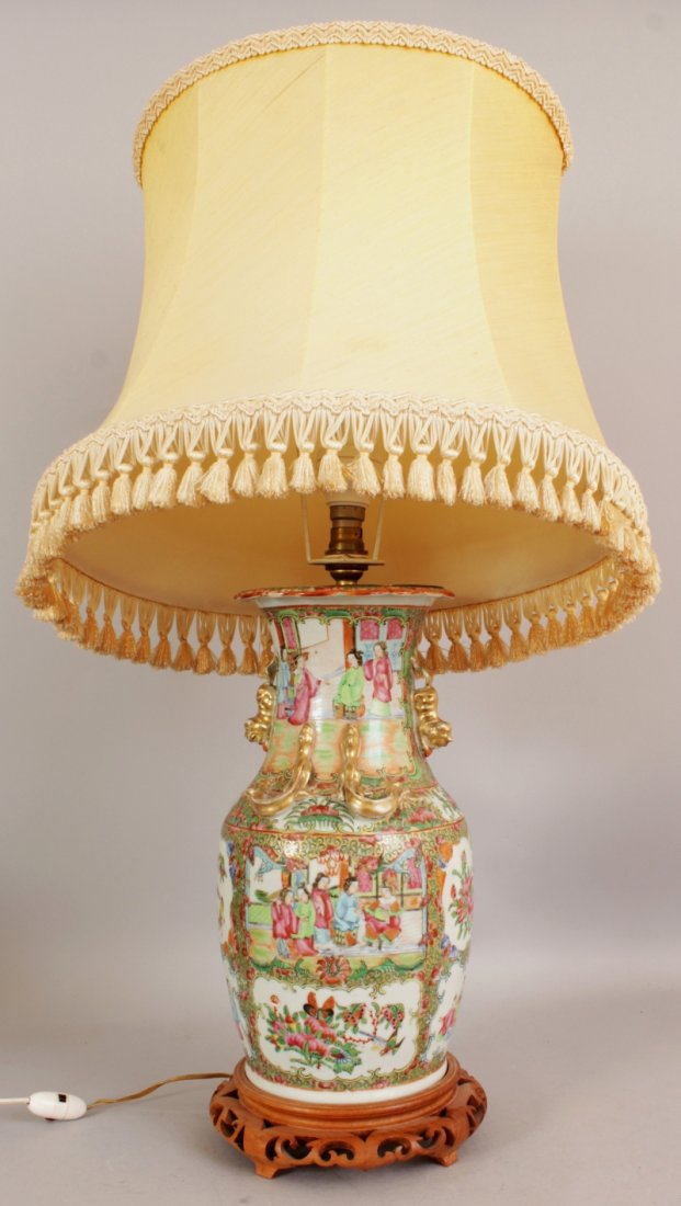 A 19TH CENTURY CHINESE CANTON PORCELAIN VASE, fitted (1 of 10)