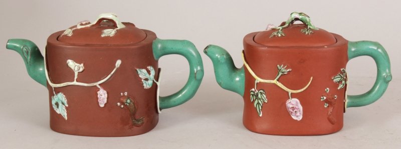 TWO SIMILAR 19TH/20TH CENTURY CHINESE ENAMELLED YIXING (1 of 10)