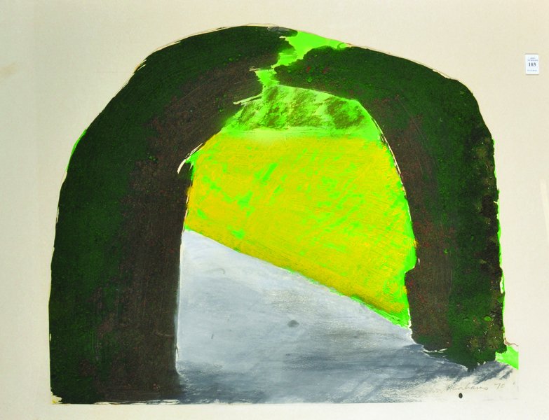 Ivor Abrahams (1935-2015) British. An Archway, Mixed: Ivor Abrahams (1935-2015) British. An Archway, Mixed Media, Signed and Dated '70 in Pencil, Shaped, 23" x 29".