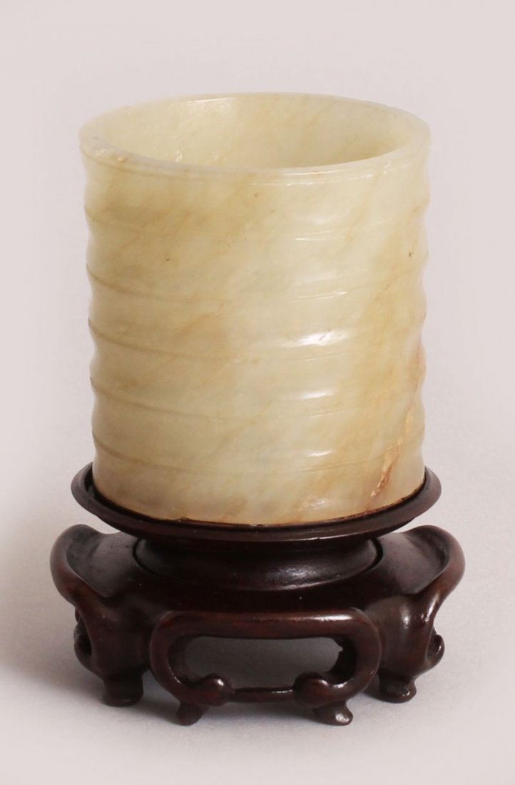 A GOOD 17TH CENTURY CHINESE BAMBOO FORM CELADON GREEN (1 of 8)
