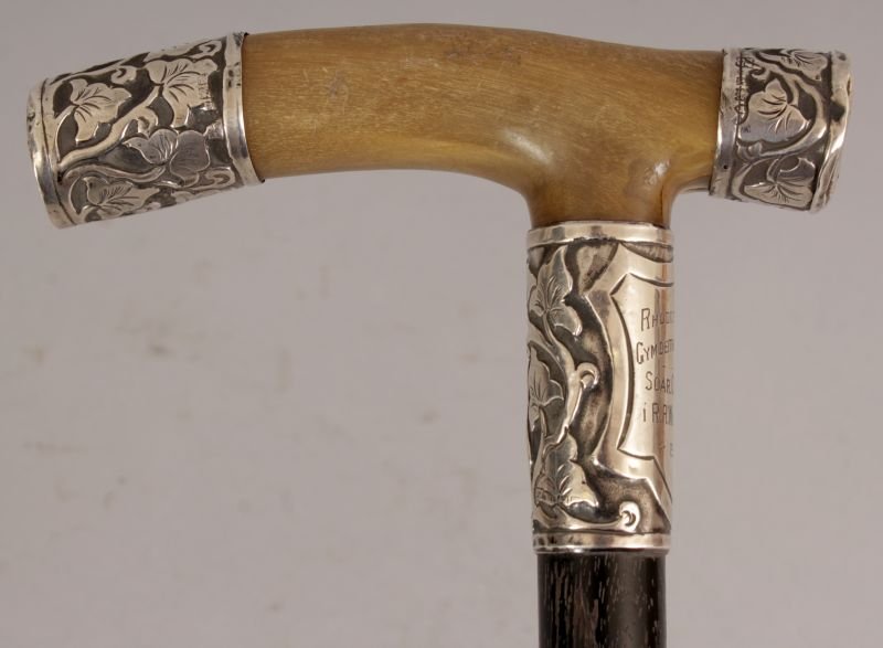 AN EARLY 20TH CENTURY RHINO HORN HANDLED WALKING STICK, (1 of 7)
