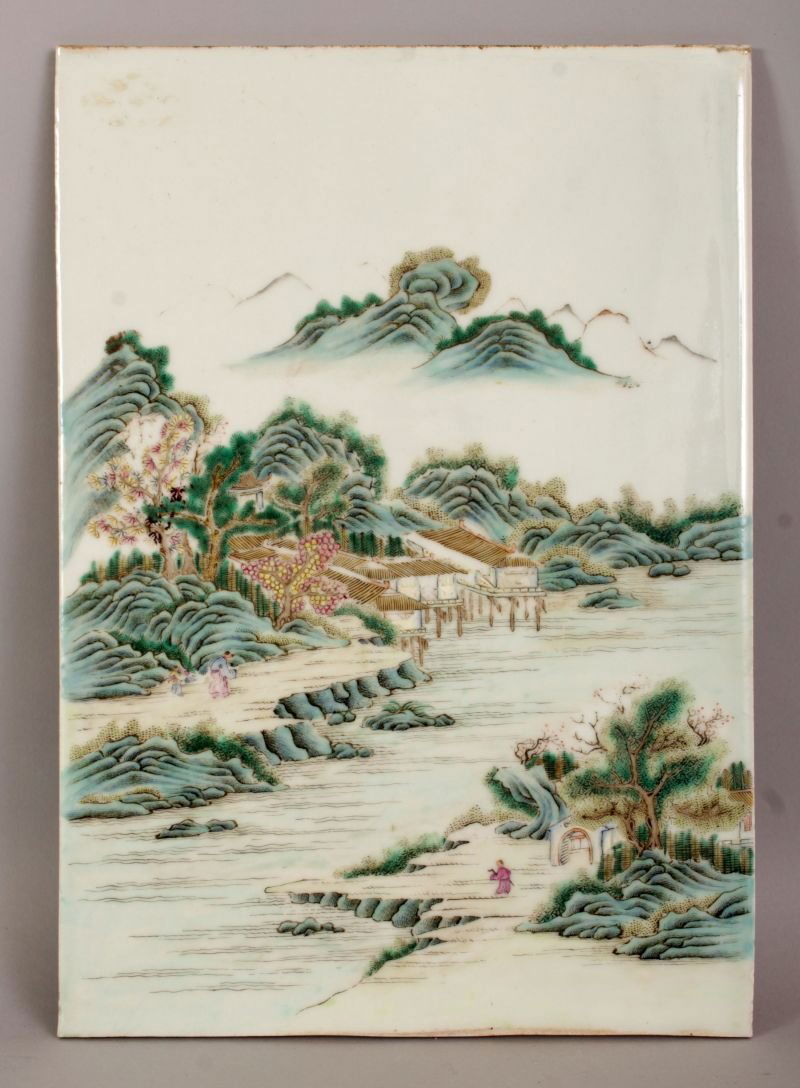 A CHINESE FAMILLE ROSE-VERTE RECTANGULAR PORCELAIN (1 of 3)