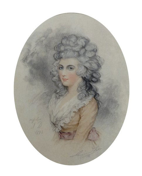 After John Downman (1750-1824) British. Portrait of a: After John Downman (1750-1824) British. Portrait of a Lady, Engraving, Oval, 11" x 9", and the companion piece, a pair (2).