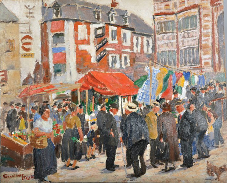 Greville Irwin (1893-1947) British. "Market - Auxerre", (1 of 4)