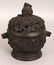 A CHINESE CIRCULAR BRONZE CENSER & COVER, weighing - 3