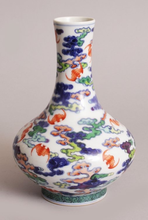 A CHINESE DOUCAI PORCELAIN BOTTLE VASE, the sides (1 of 8)