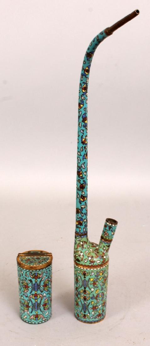 A 19TH CENTURY CHINESE CLOISONNE SECTIONAL OPIUM PIPE & (1 of 6)