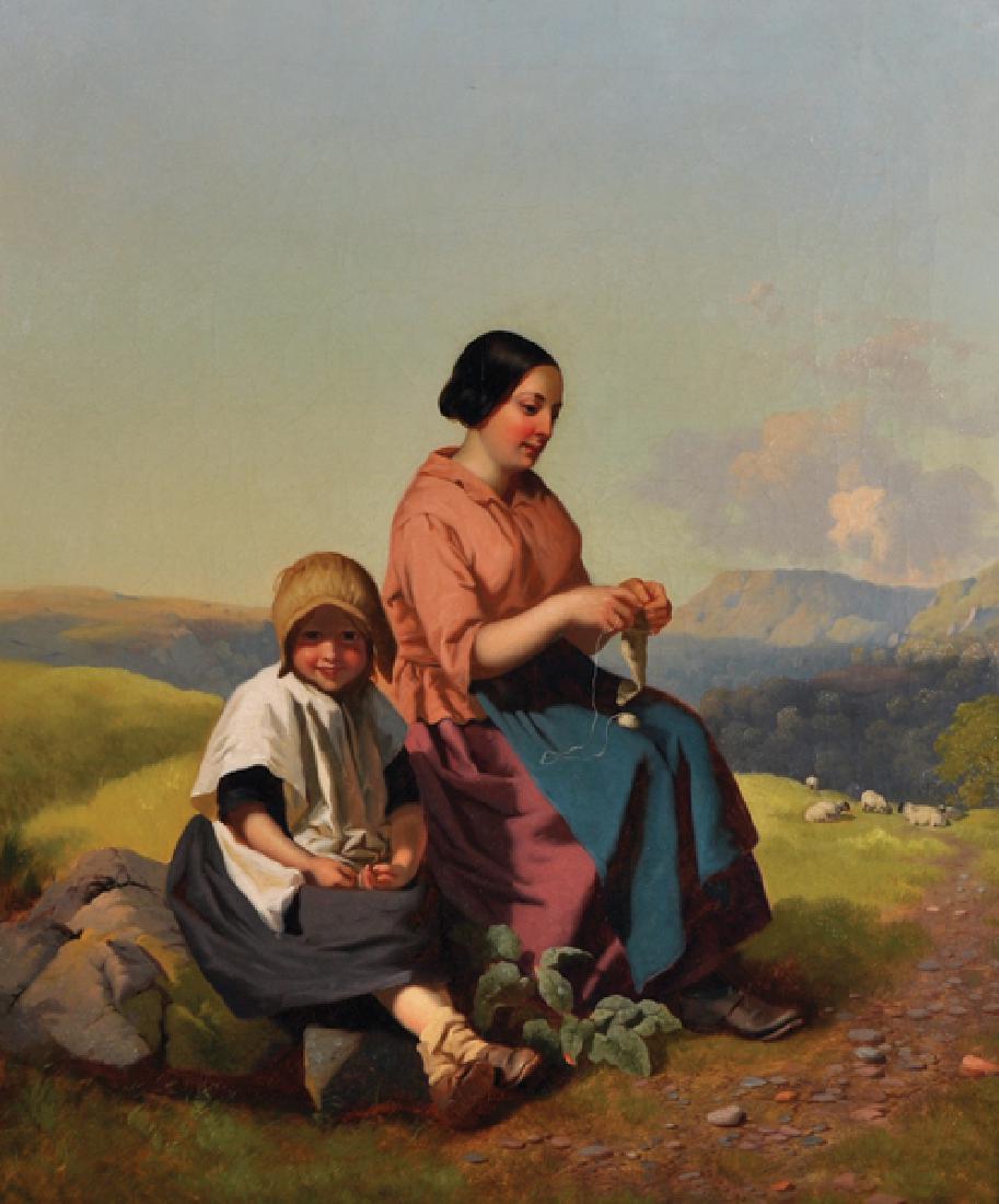 Henry Hetherington Emmerson (1831-1895) British. 'The: Henry Hetherington Emmerson (1831-1895) British. 'The Farmer's Wife and Daughter', Oil on Canvas, 24" x 20".