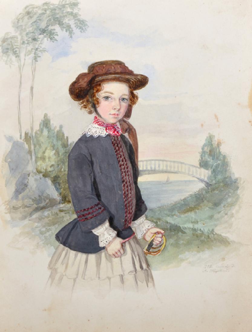 Alexei Pokrovski (1810-1865) Russian. Portrait of a: Alexei Pokrovski (1810-1865) Russian. Portrait of a Young Girl, Watercolour, Indistinctly Signed, Inscribed and Dated 1852, Unframed, 9.5" x 7.25", and another four by the same hand, five (5).
