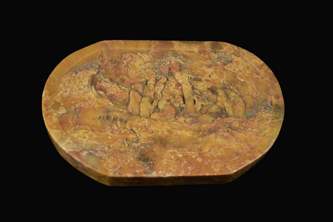 [Chinese] A 19th Century Pagodite Plaque Carved with (1 of 4)