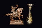 A Copper Persian Prince Figurine and a Silver Plated