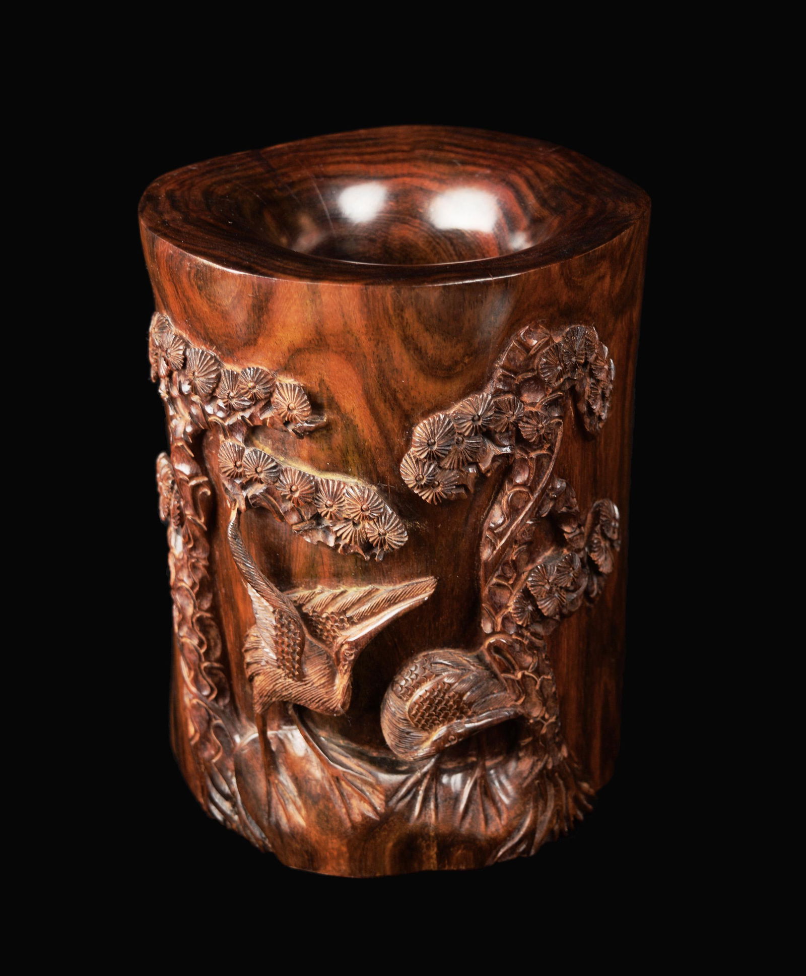 A Red Siamese Rosewood (Suanzhi) Paint Brush Pot with (1 of 7)