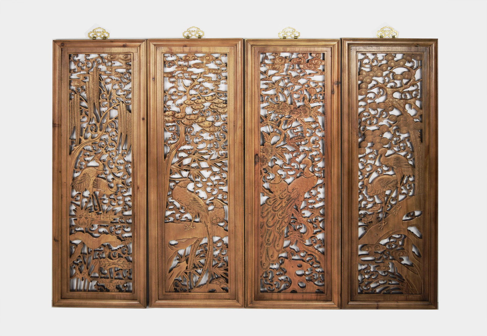 Fragrant Camphor Wood Wall Panels of Flowers and Birds (1 of 5)