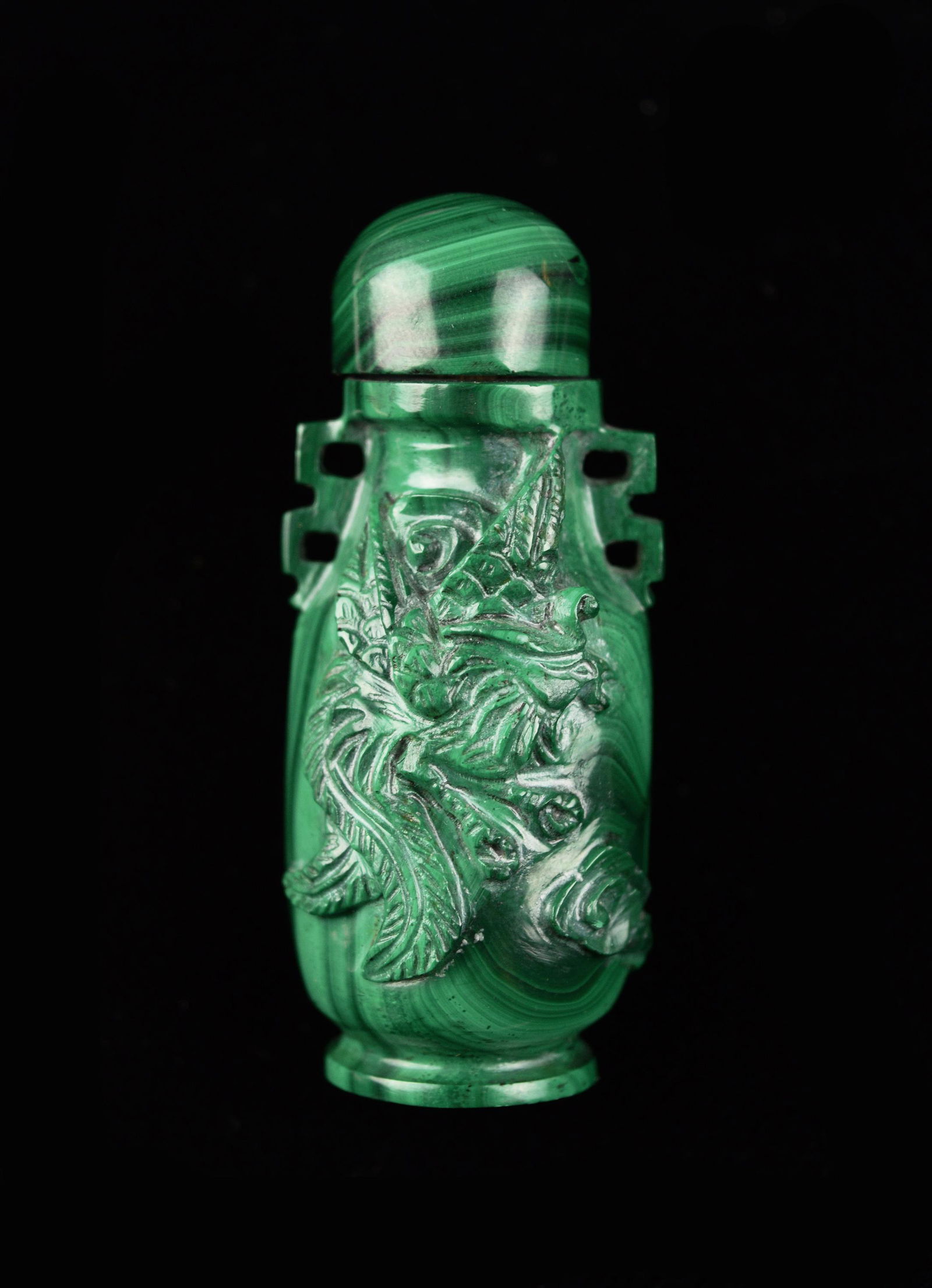 A Republic Era Chinese Malachite Snuff Bottle with (1 of 4)