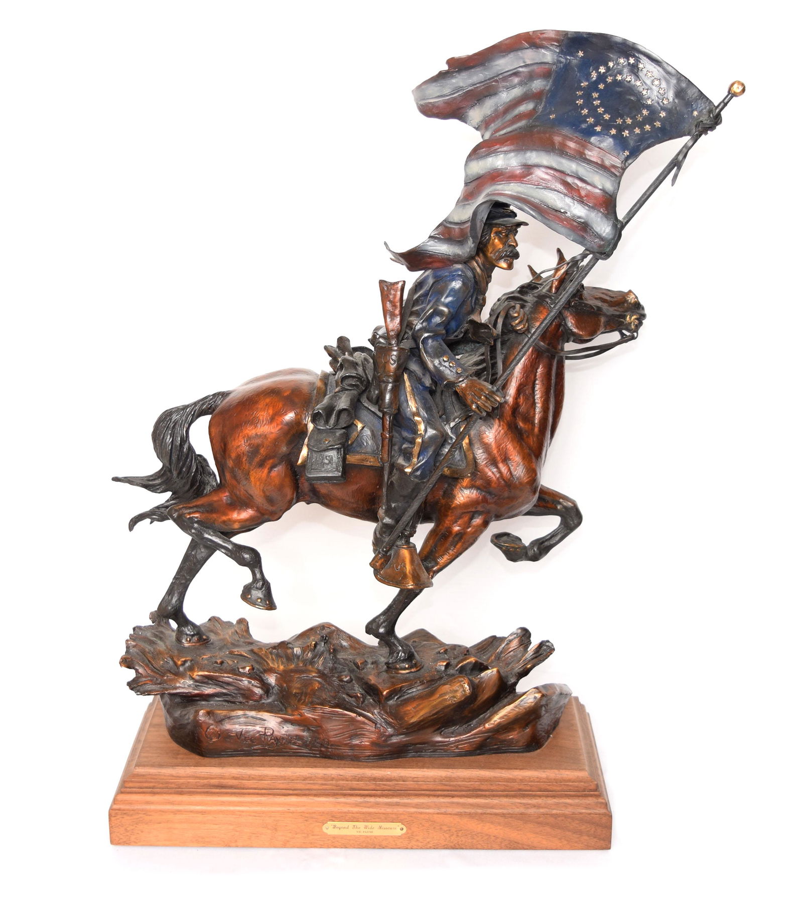 A Bronze Sculpture "Beyond the Wide Missouri" inscribed as "Vic Payne" (1 of 7)