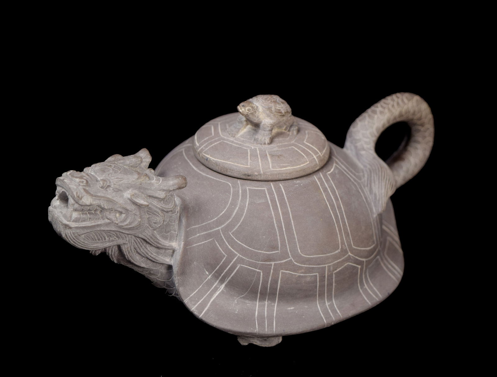[Chinese] A Hand Carved Guangdong Duan River Mazikeng Stone Dragon Turtle Teapot (1 of 6)