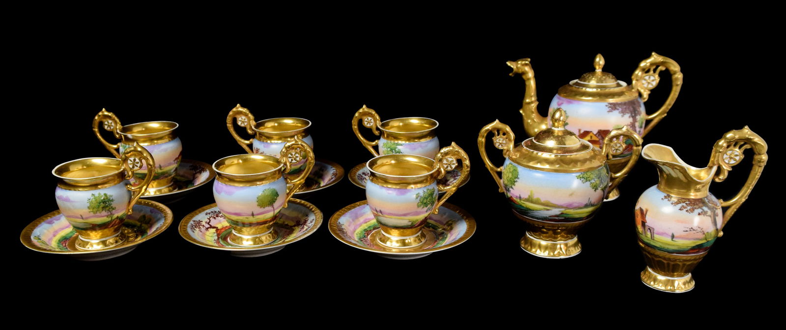 An Old Paris Porcelain Tea and Coffee Service for 6 (1 of 12)