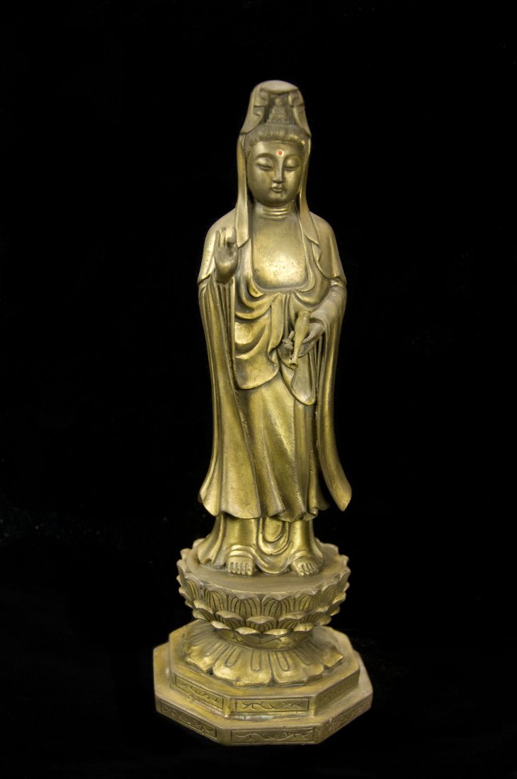 Gold gilted bronze small standing Avalokitesvara (1 of 7)