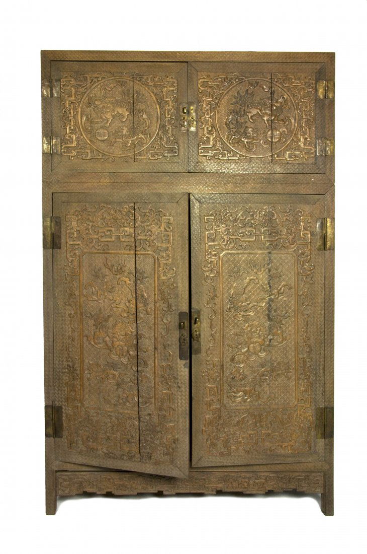 Old Chinese Siamese Rosewood (Suanzhi) Closet with Lion (1 of 5)