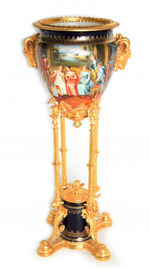 European Cobalt Blue Porcelain Urn with Portraits and (1 of 6)