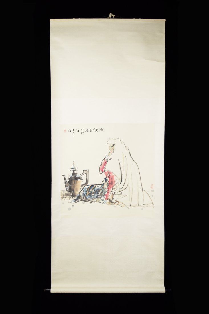 A Chinese Painting on Paper "Tajik Bride", sealed and: A Chinese Painting on Paper "Tajik Bride", sealed and signed by Liu Dawei (1945-) | 紙本設色『塔吉克新娘』劉大為 (19