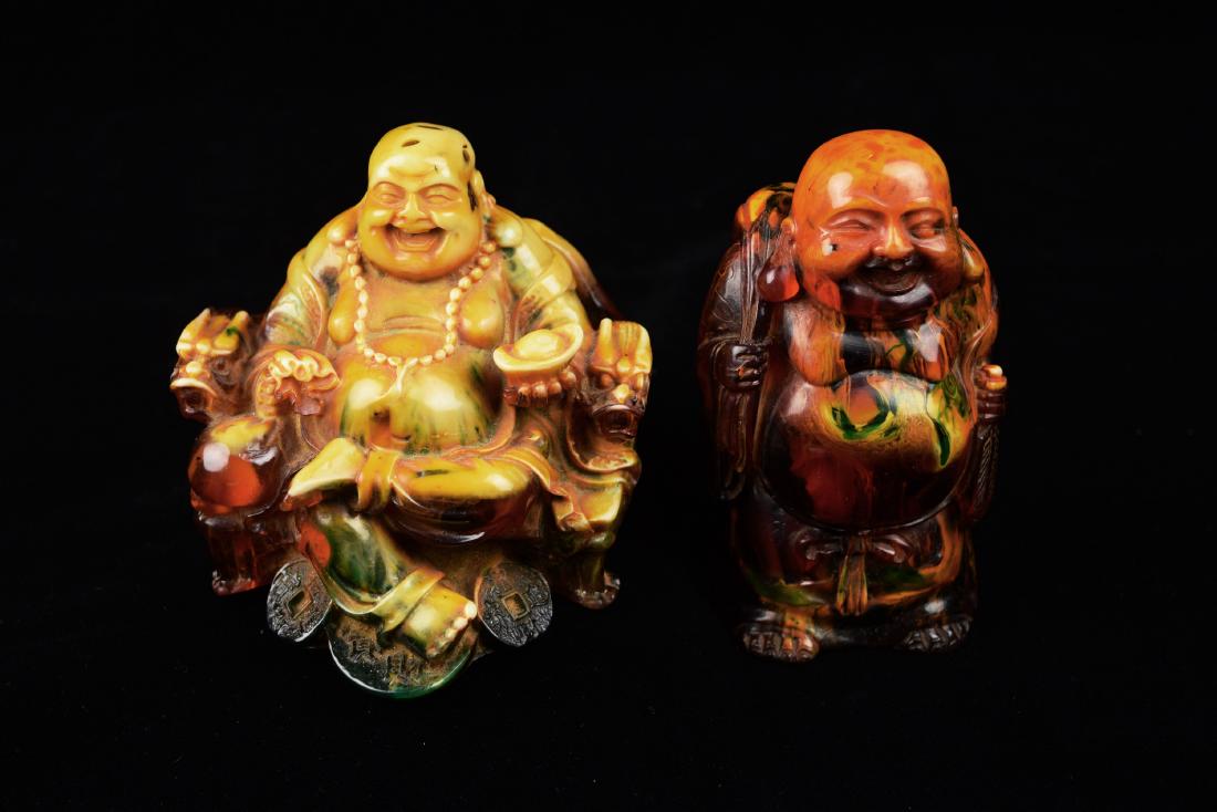 [Chinese] A Pair of Old Amber Laughing Buddhas (1 of 4)