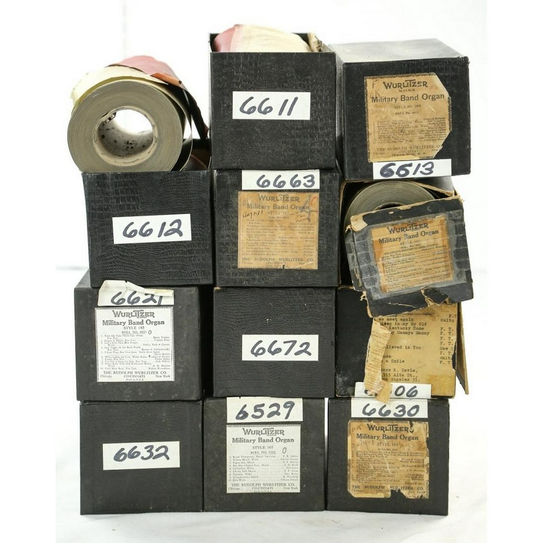 12 Original Wurlitzer 165 Band Organ Rolls: 12 original Wurlitzer 165 Band Organ Rolls in good conditionTitles: -No. 66531.Louise, Fox Trot2.Just be a Builder of Dreams, Fox Trot3.Just Beyond the Blue, Waltz4.That’s what I call Heaven, Fox Tr