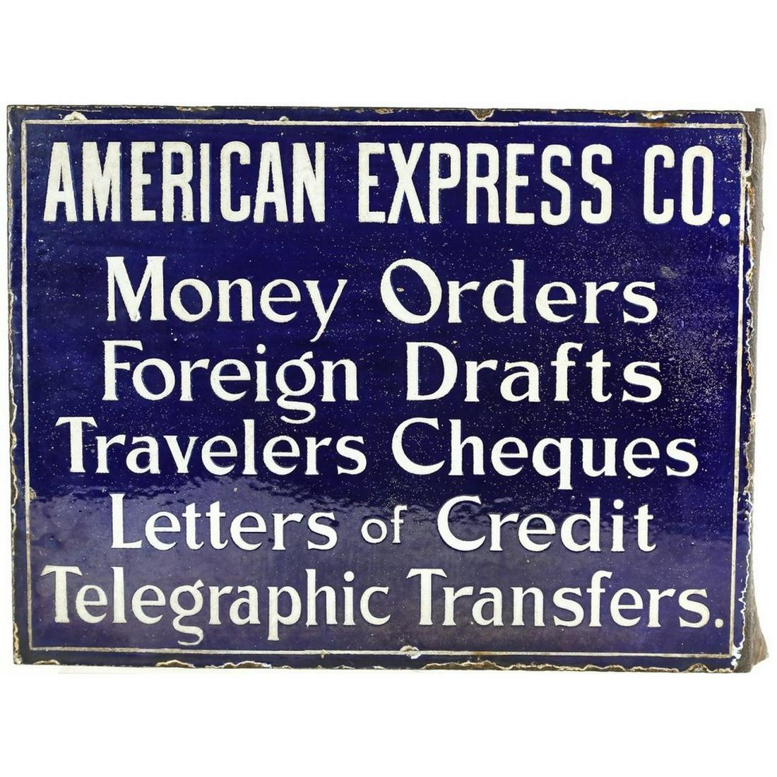 American Express Original Porcelain Flange Sign (1 of 2)