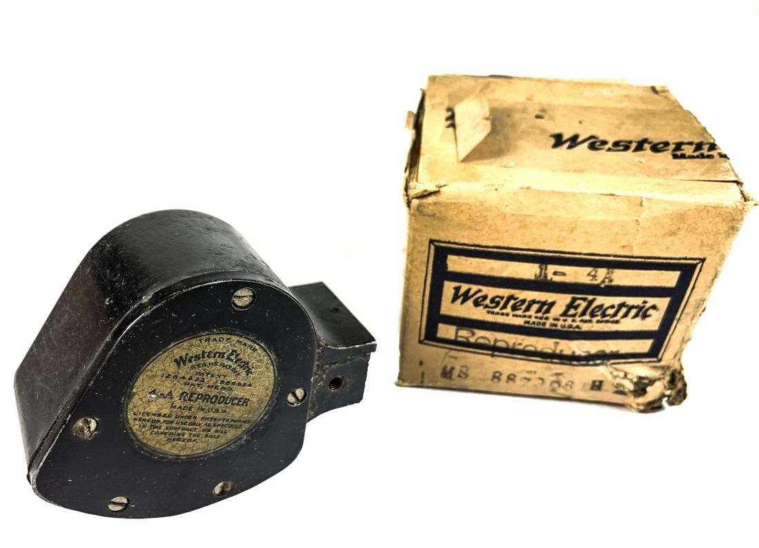 Western Electric 4-A Phonograph Record Reproducer: Late 1920's. Phonograph reproducing unit used to pick up sound from Victafone discs which was one of the first methods used to provide sound tracks for talking pictures. Great for recording records wi