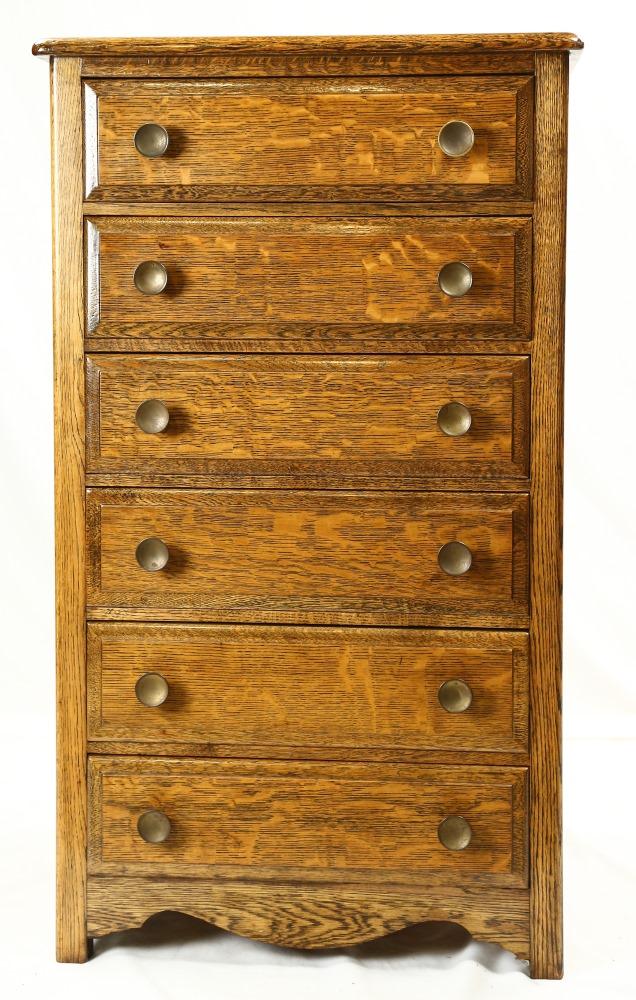 Oak Six Drawer Cylinder Record Cabinet (1 of 7)