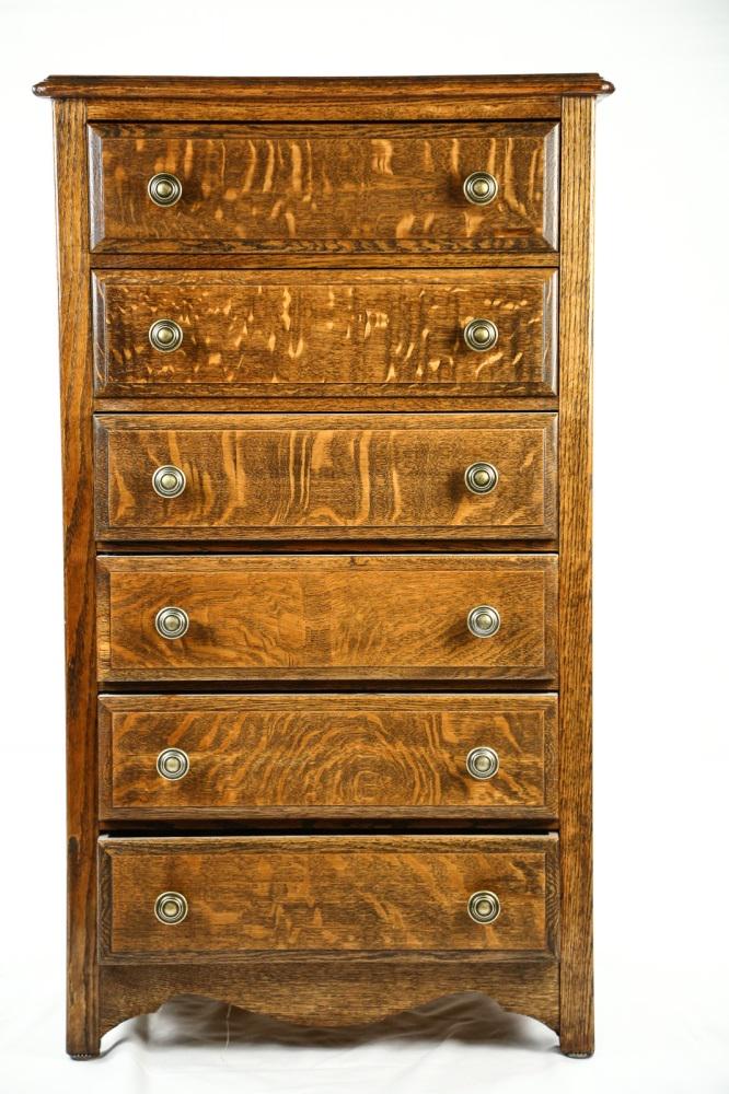 Oak Six Drawer Cylinder Record Cabinet (1 of 9)