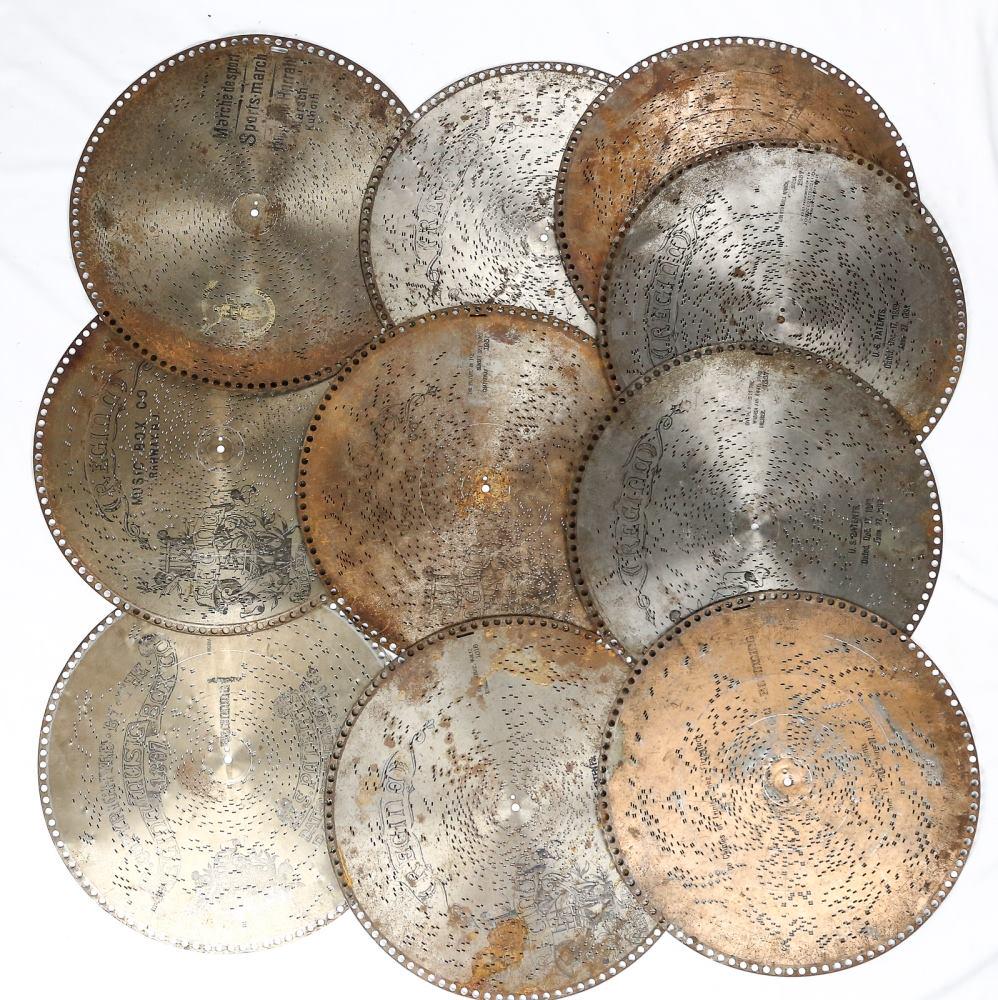 Lot of 10 15½" Regina Music Box Discs (1 of 2)
