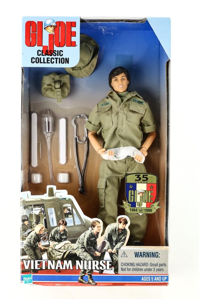 GI Joe Vietnam Nurse Action Figure 1999: GI Joe Classic Collection Vietnam Nurse action figure from 1999. New in the box. Box shows some shelf wear.