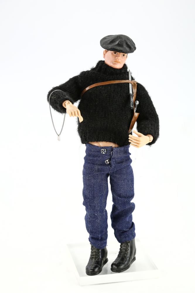 1966 French Resistance Fighter GI Joe 12" Figure: Original 1966 French Resistance Fighter GI Joe 12" action figure by Hasbro. Figure has stress fractures on the front of both knees and on both upper thighs. Hair is in very good condition. Please see 