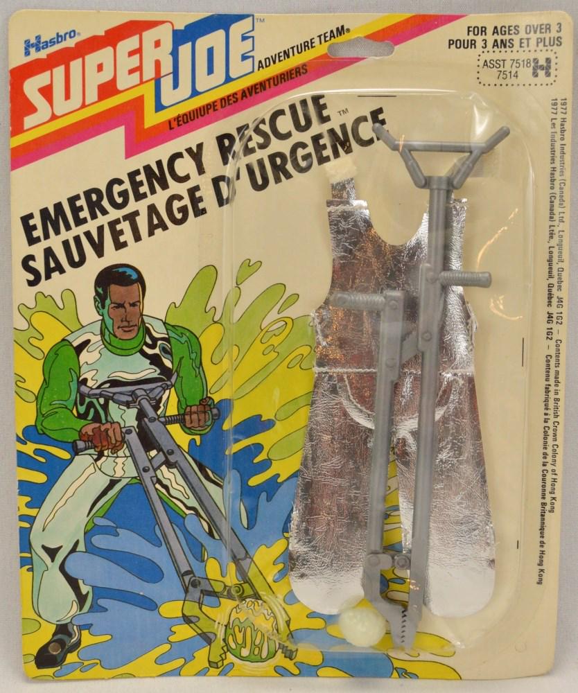 Super Joe Emergency Rescue 1977 Accessories: Hasbro Super Joe Adventure Team Emergency Rescue accessories from 1977. New in pacakge. Package shows very minimal shelf wear.