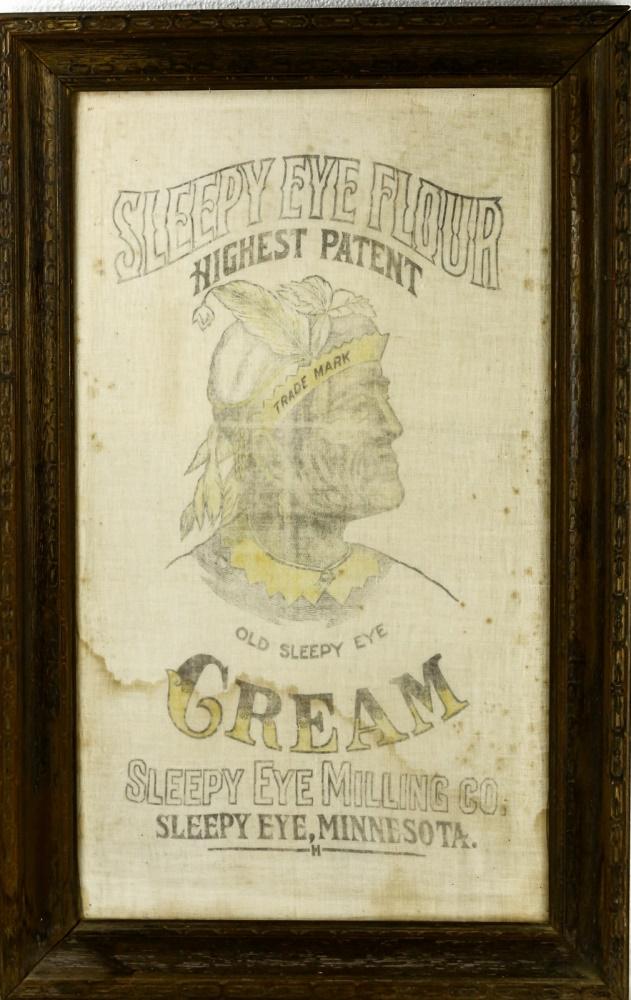 Framed Sleepy Eye Cloth Flour Bag (1 of 2)