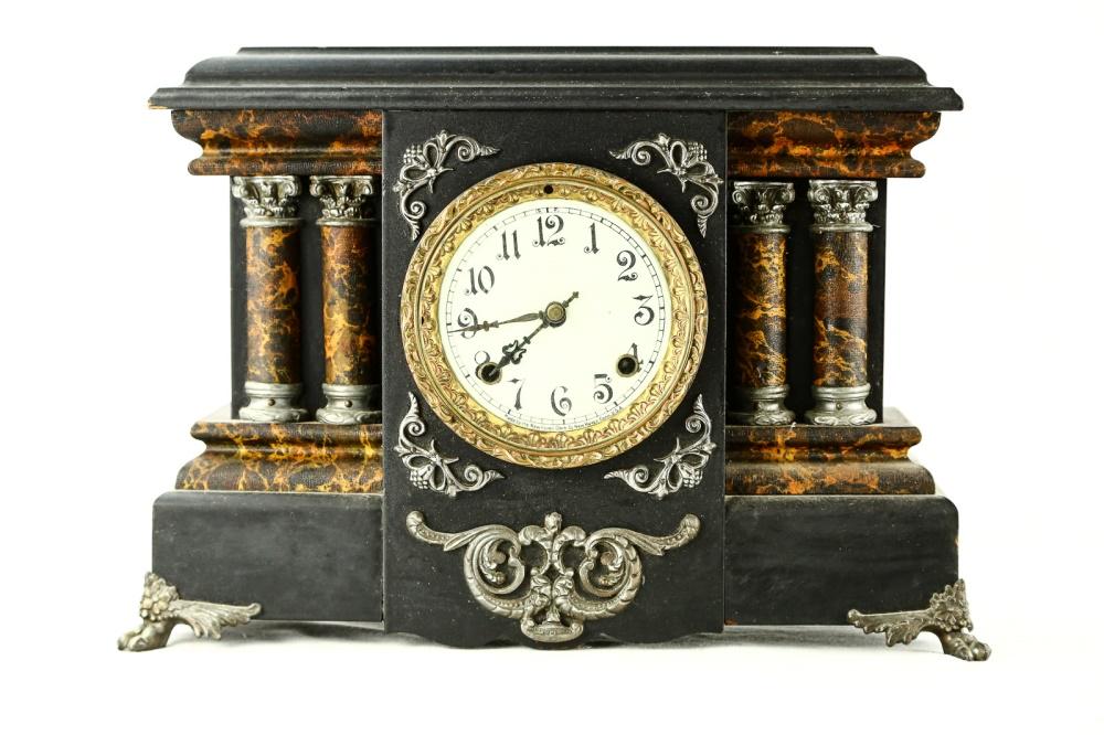 New Haven Clock Co. Mantel Clock: New Haven Clock Company mantle clock made in the 1910's. Model name is the "Ottawa". Back of the clock has the manufacturing information on the back saying the model, who made it and where, printed on
