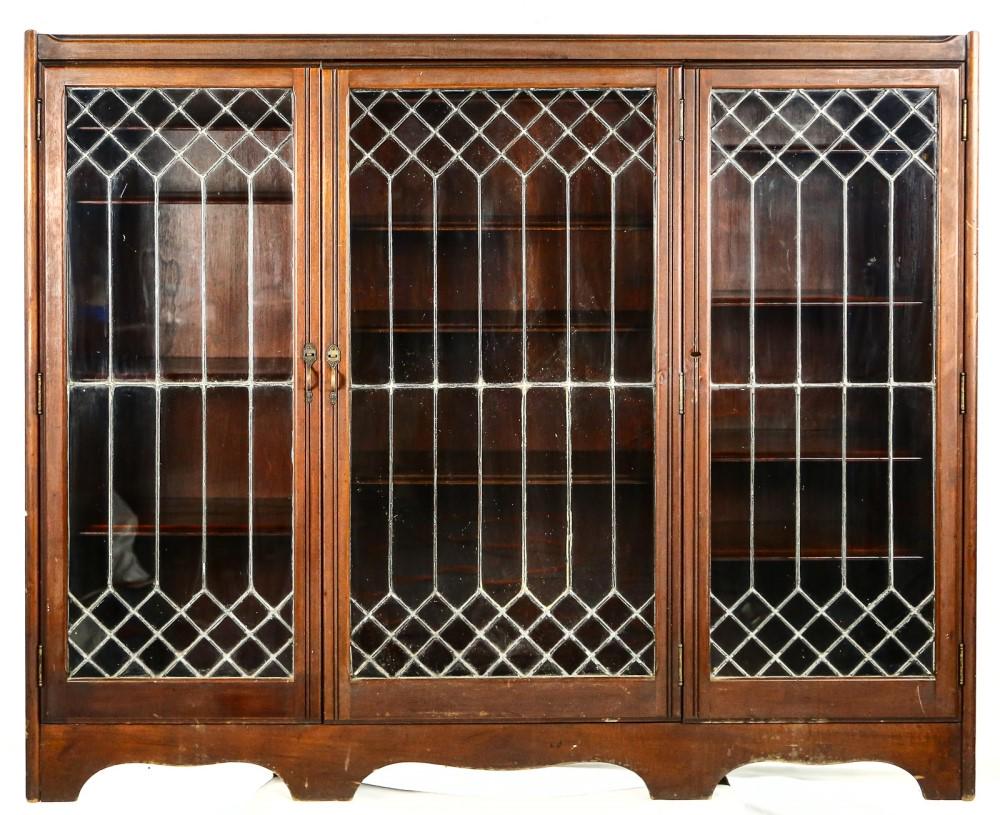 Three Door Leaded Glass Bookcase (1 of 18)