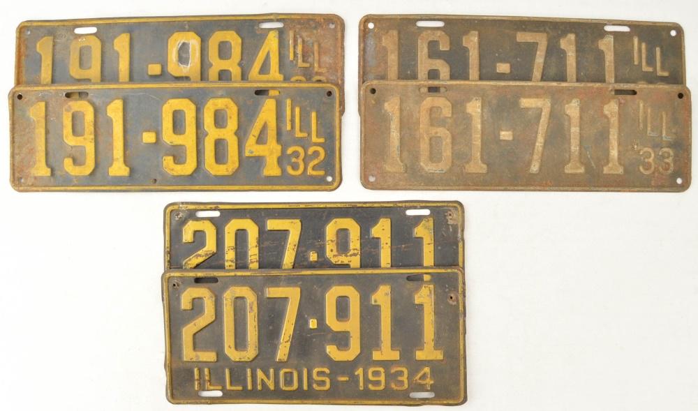 6 Illinois License Plates 1932-1934 (1 of 1)