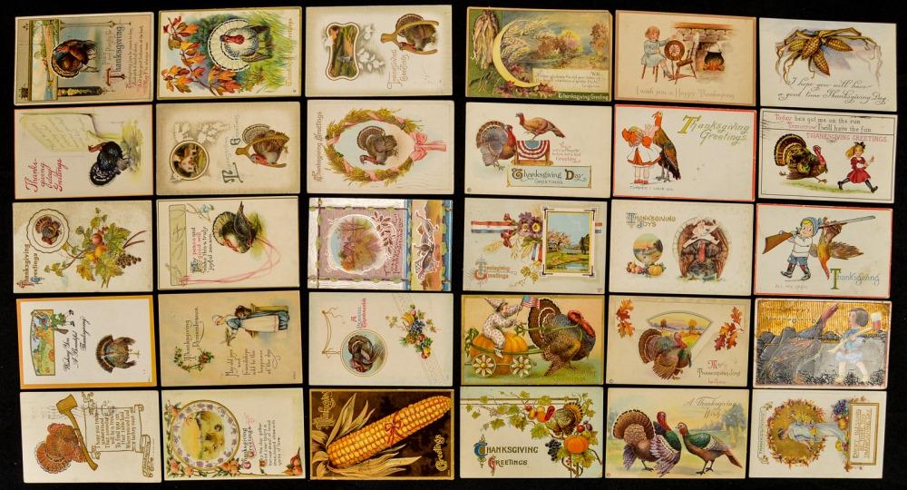 Lot Of 30 Thanksgiving Vintage Postcards (1 of 2)